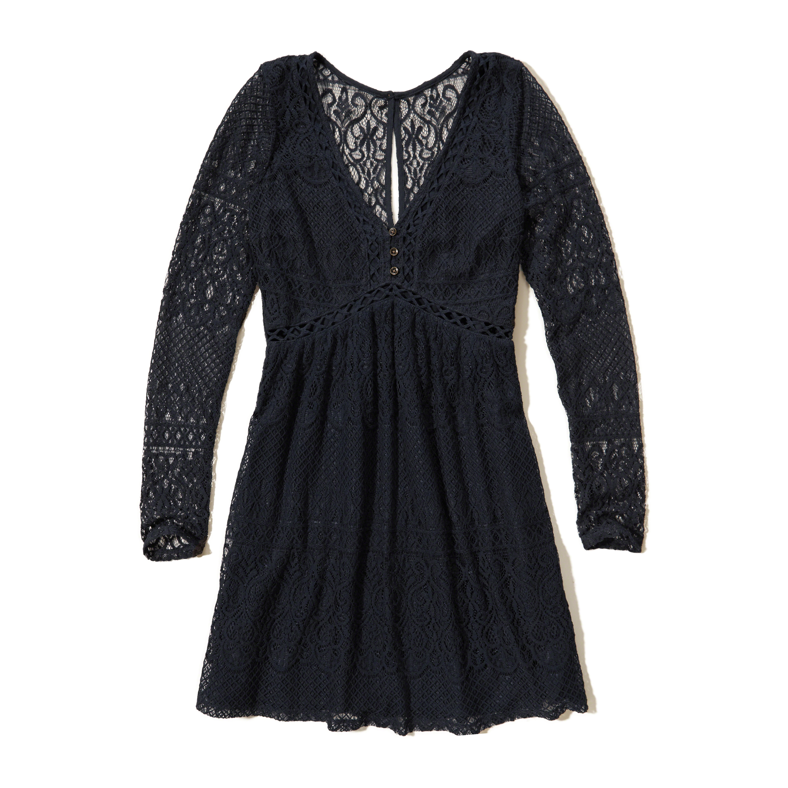 Hollister V-neck Lace Skater Dress in Blue | Lyst